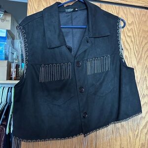 SHEIN Black Fringe Vest